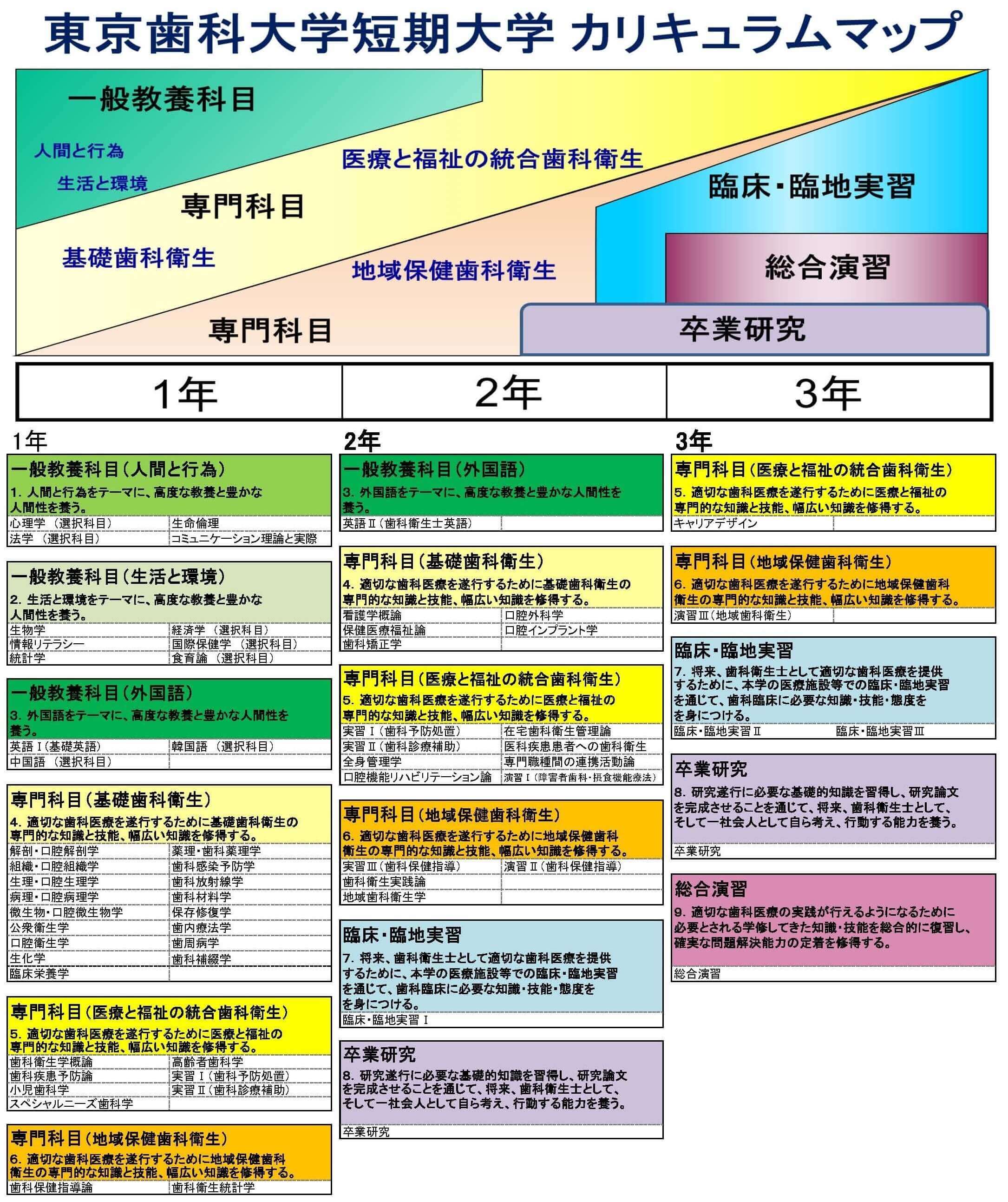 東京歯科大学短期大学 カリキュラムマップ