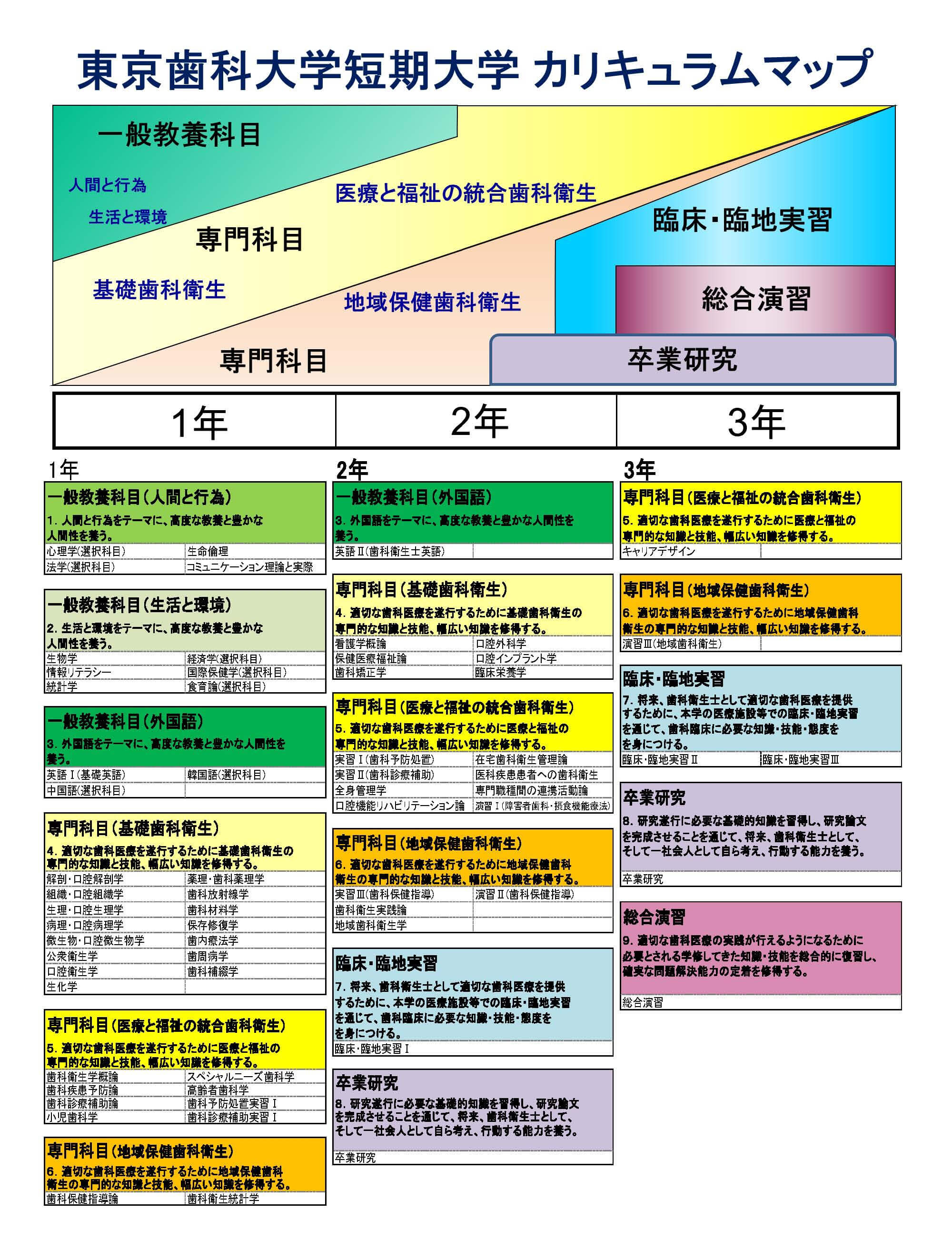 東京歯科大学短期大学 カリキュラムマップ